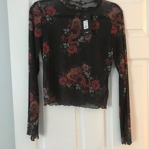 Fashion Nova mesh dragon top NWT size L